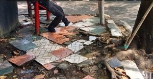 kondisi trotoar di sepanjang jalan Siliwangi, Keluruhan/ Kecamatan Palabuhanratu, Kabupaten Sukabumi