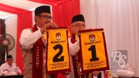 Sesuai tahapan Pilkada Serentak 2024 Pengundian nomor urut pasangan Calon Bupati-Wakil Bupati Sukabumi 2024-2029 sudah dilakukan pada Senin (23/9/2024).