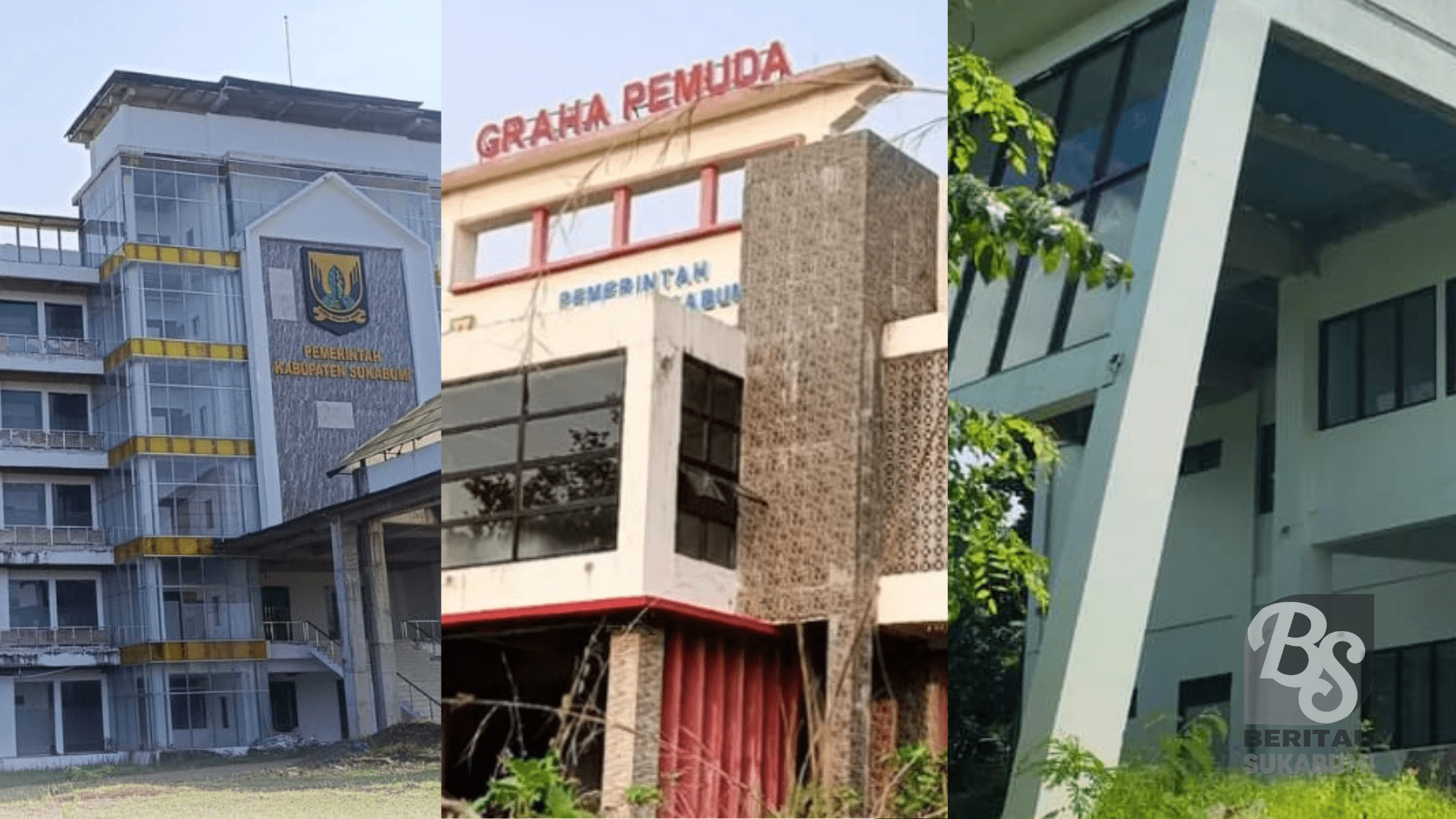 Ada sejumlah pembangunan gedung di Kabupaten Sukabumi yang sudah habiskan anggaran milirian rupiah tapi pembangunan terkesan terbiarkan alias mangkrak. Dari data yang dihimpun beritausukabumi.com, setidaknya ada tiga bangunan gedung di Kabupaten Sukabumi yang dibiayai sumber APBD yang masih mangkrak. Tiga pembangunan gedung yang mangkrak tersebut berlokasi di pusat pemerintah ibukota Kabupaten Sukabumi, Palabuhanratu.