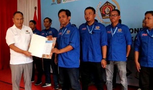 Pelantikan Pengurus PWI Kabupaten Sukabumi oleh Ketua PWI Provinsi Jawa Barat (Jabar) Hilman Hidayat.