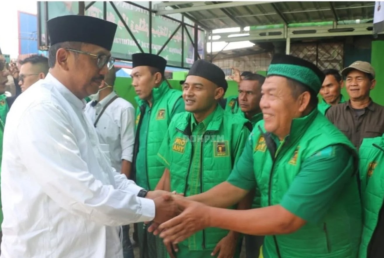 Asep Japar saat sambutan di Acara Nuzulul Quran dan Doa Bersama di Kantor DPC PPP Kabupaten Sukabumi, Sabtu (22/03/2025).