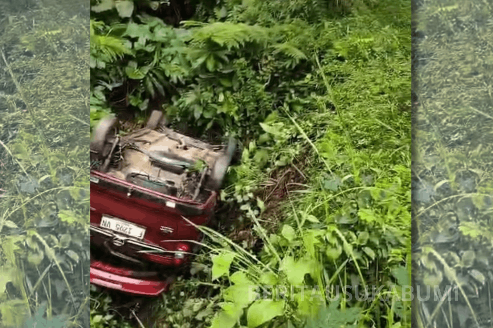 Sebuah mobil yang membawa rombongan tamu pernikahan terjun ke jurang sedalam sekitar 10 meter setelah gagal menanjak di jalan rusak dan licin usai diguyur hujan.