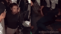 Aksi dugaan begal payudara terjadi di pedestrian Jalan Ahmad Yani, Kota Sukabumi. Dua wanita menjadi korban, pelaku diamuk warga hingga menangis.